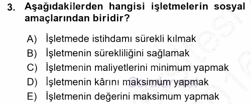 Finansal Yönetim 1 2015 - 2016 Ara Sınavı 3.Soru