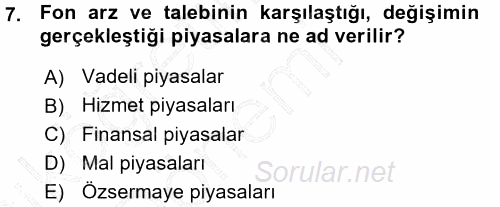 Finansal Yönetim 1 2015 - 2016 Ara Sınavı 7.Soru