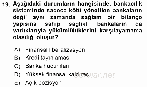Para Politikası 2015 - 2016 Dönem Sonu Sınavı 19.Soru