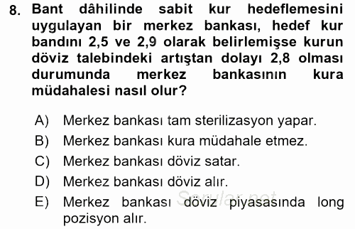 Para Politikası 2015 - 2016 Dönem Sonu Sınavı 8.Soru