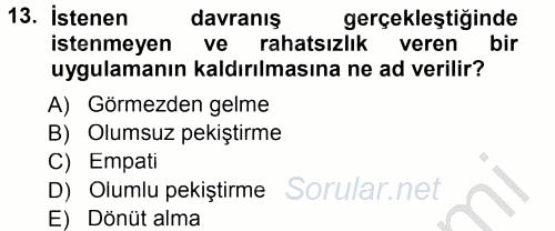 Sınıf Yönetimi 2014 - 2015 Dönem Sonu Sınavı 13.Soru