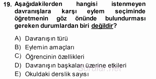 Sınıf Yönetimi 2014 - 2015 Dönem Sonu Sınavı 19.Soru