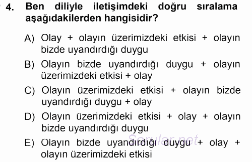 Sınıf Yönetimi 2014 - 2015 Dönem Sonu Sınavı 4.Soru