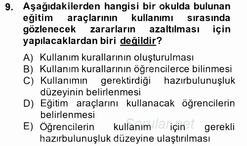 Sınıf Yönetimi 2014 - 2015 Dönem Sonu Sınavı 9.Soru