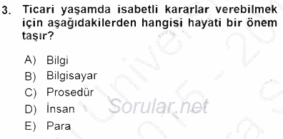 Belge Yönetimi ve Ofis Uygulamaları 2015 - 2016 Ara Sınavı 3.Soru