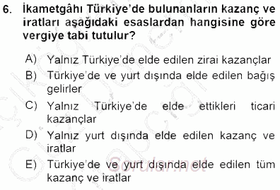 Belge Yönetimi ve Ofis Uygulamaları 2015 - 2016 Ara Sınavı 6.Soru