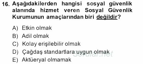 Sosyal Hizmet Uygulamaları 2013 - 2014 Dönem Sonu Sınavı 16.Soru