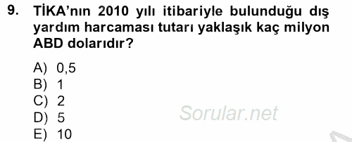 Dış Ticaretle İlgili Kurumlar ve Kuruluşlar 2013 - 2014 Dönem Sonu Sınavı 9.Soru