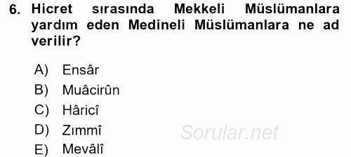 Genel Uygarlık Tarihi 2016 - 2017 Dönem Sonu Sınavı 6.Soru