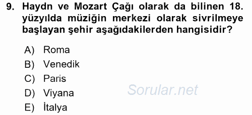 Genel Uygarlık Tarihi 2016 - 2017 Dönem Sonu Sınavı 9.Soru