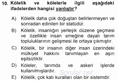 Sosyal Bilimlerde Temel Kavramlar 2016 - 2017 Dönem Sonu Sınavı 10.Soru