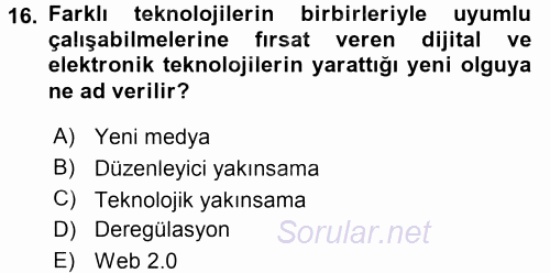 Sosyal Bilimlerde Temel Kavramlar 2016 - 2017 Dönem Sonu Sınavı 16.Soru