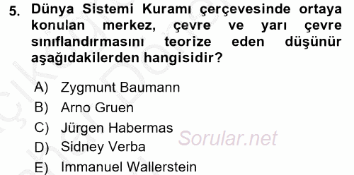 Gelişmekte Olan Ülkelerde Siyaset 2016 - 2017 Ara Sınavı 5.Soru