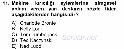 Yeni Teknolojiler ve Çalışma Hayatı 2012 - 2013 Dönem Sonu Sınavı 11.Soru