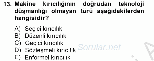 Yeni Teknolojiler ve Çalışma Hayatı 2012 - 2013 Dönem Sonu Sınavı 13.Soru