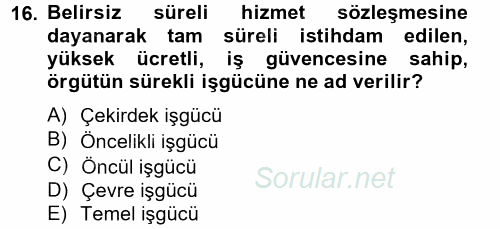 Yeni Teknolojiler ve Çalışma Hayatı 2012 - 2013 Dönem Sonu Sınavı 16.Soru
