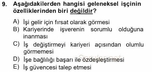 Yeni Teknolojiler ve Çalışma Hayatı 2012 - 2013 Dönem Sonu Sınavı 9.Soru