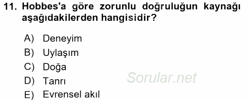 Mantığın Gelişimi 2016 - 2017 Dönem Sonu Sınavı 11.Soru