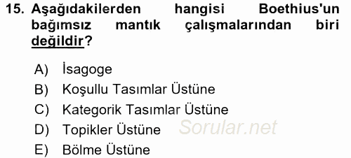 Mantığın Gelişimi 2016 - 2017 Dönem Sonu Sınavı 15.Soru