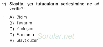 Temel Bilgi Teknolojileri 1 2012 - 2013 Tek Ders Sınavı 11.Soru