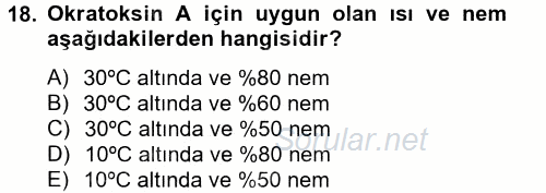 Temel Veteriner Farmakoloji ve Toksikoloji 2014 - 2015 Tek Ders Sınavı 18.Soru