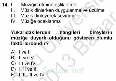 Okulöncesinde Müzik Eğitimi 2 2012 - 2013 Ara Sınavı 14.Soru