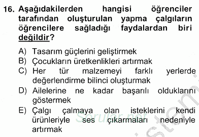 Okulöncesinde Müzik Eğitimi 2 2012 - 2013 Ara Sınavı 16.Soru