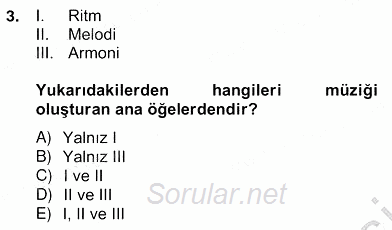 Okulöncesinde Müzik Eğitimi 2 2012 - 2013 Ara Sınavı 3.Soru