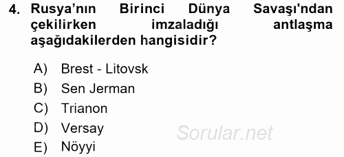 Atatürk İlkeleri Ve İnkılap Tarihi 1 2017 - 2018 Ara Sınavı 4.Soru