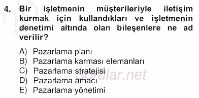 Turizm Pazarlaması 2012 - 2013 Ara Sınavı 4.Soru