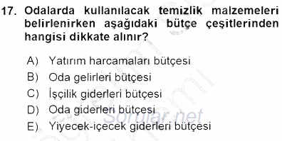 Otel İşletmelerinde Destek Hizmetleri 2015 - 2016 Ara Sınavı 17.Soru