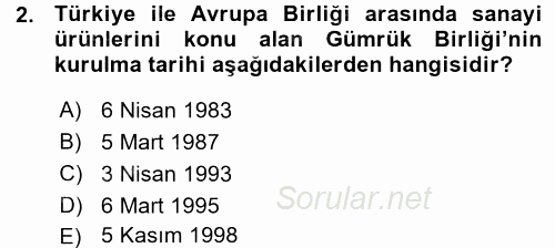 Gıda Mevzuatı ve Kalite Yönetimi 2015 - 2016 Ara Sınavı 2.Soru