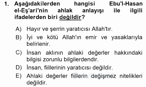 İslam Ahlak Esasları 2015 - 2016 Ara Sınavı 1.Soru