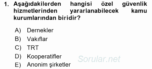 Özel Güvenlik Hukuku 1 2017 - 2018 Dönem Sonu Sınavı 1.Soru