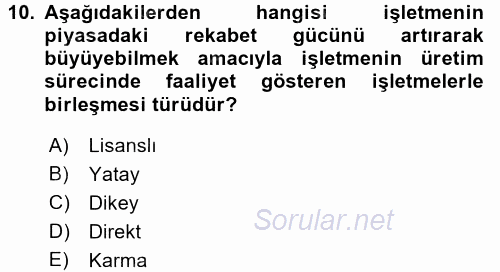 Muhasebe ve Hukuk 2017 - 2018 3 Ders Sınavı 10.Soru