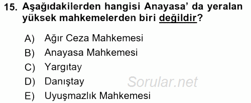 Muhasebe ve Hukuk 2017 - 2018 3 Ders Sınavı 15.Soru