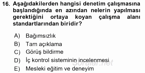 Muhasebe ve Hukuk 2017 - 2018 3 Ders Sınavı 16.Soru