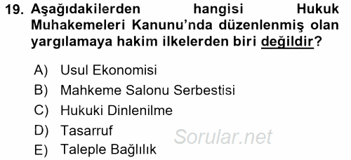 Muhasebe ve Hukuk 2017 - 2018 3 Ders Sınavı 19.Soru