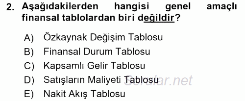 Muhasebe ve Hukuk 2017 - 2018 3 Ders Sınavı 2.Soru