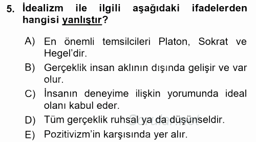 Eğitim Felsefesi 2017 - 2018 3 Ders Sınavı 5.Soru