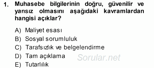 Genel Muhasebe 2013 - 2014 Dönem Sonu Sınavı 1.Soru