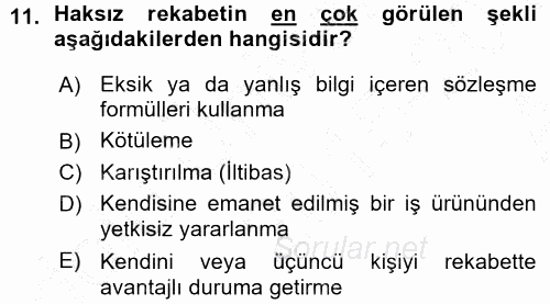 Ticaret Hukuku 1 2015 - 2016 Ara Sınavı 11.Soru