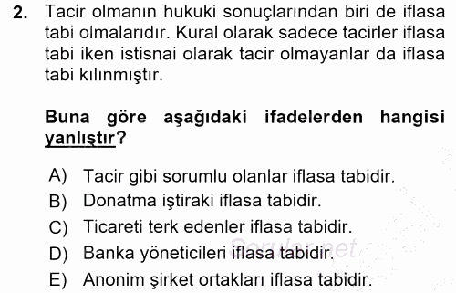 Ticaret Hukuku 1 2015 - 2016 Ara Sınavı 2.Soru