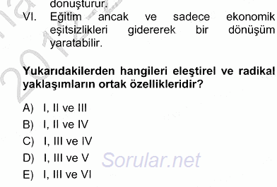 Eğitim Sosyolojisi 2012 - 2013 Ara Sınavı 3.Soru