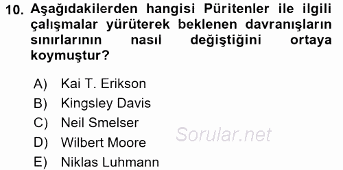 Modern Sosyoloji Tarihi 2017 - 2018 Ara Sınavı 10.Soru