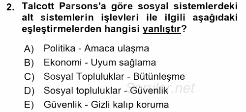 Modern Sosyoloji Tarihi 2017 - 2018 Ara Sınavı 2.Soru