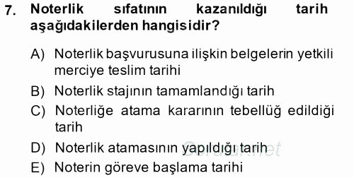 Avukatlık Ve Noterlik Hukuku 2013 - 2014 Dönem Sonu Sınavı 7.Soru