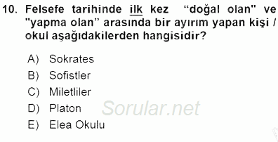 Siyaset Felsefesi 1 2015 - 2016 Ara Sınavı 10.Soru