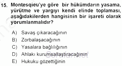 Siyaset Felsefesi 1 2015 - 2016 Ara Sınavı 15.Soru