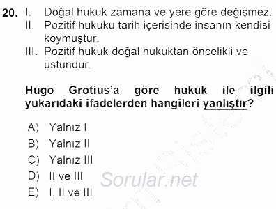 Siyaset Felsefesi 1 2015 - 2016 Ara Sınavı 20.Soru